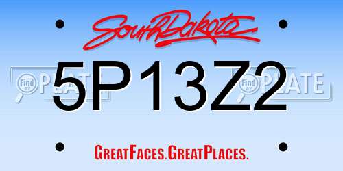 5P13Z2 South Dakota License Plate