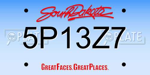 5P13Z7 South Dakota License Plate