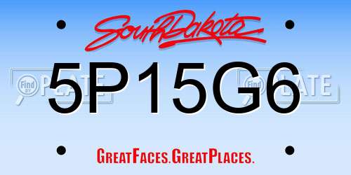 5P15G6 South Dakota License Plate