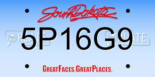 5P16G9 South Dakota License Plate