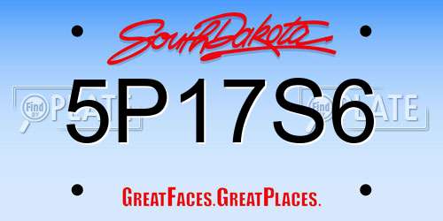 5P17S6 South Dakota License Plate