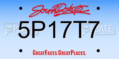 5P17T7 South Dakota License Plate