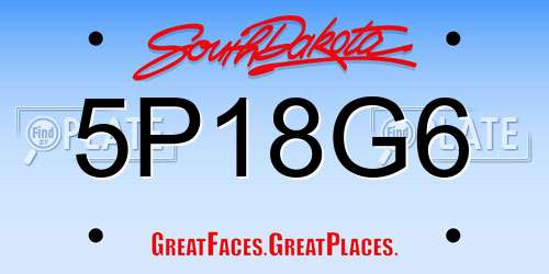 5P18G6 South Dakota License Plate