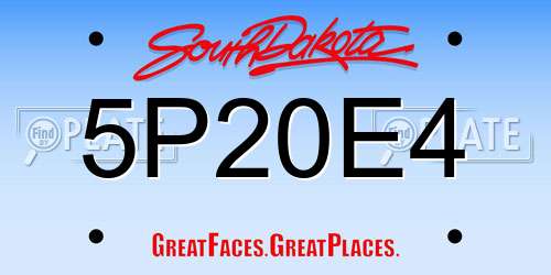 5P20E4 South Dakota License Plate
