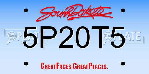 5P20T5 South Dakota License Plate