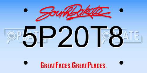 5P20T8 South Dakota License Plate