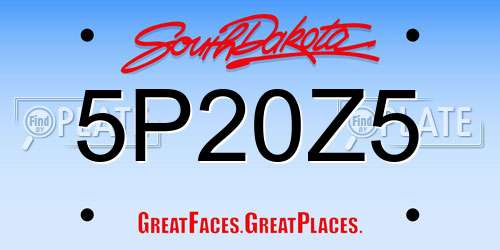 5P20Z5 South Dakota License Plate