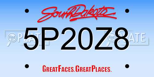 5P20Z8 South Dakota License Plate