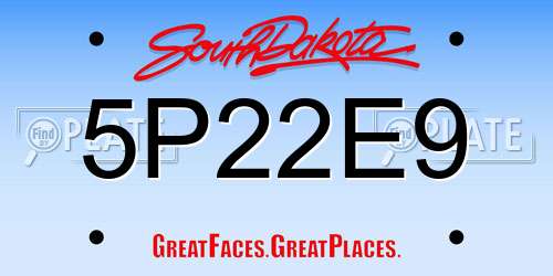 5P22E9 South Dakota License Plate