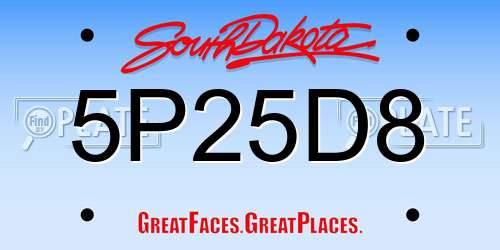 5P25D8 South Dakota License Plate