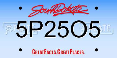 5P25O5 South Dakota License Plate