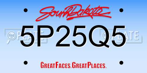 5P25Q5 South Dakota License Plate