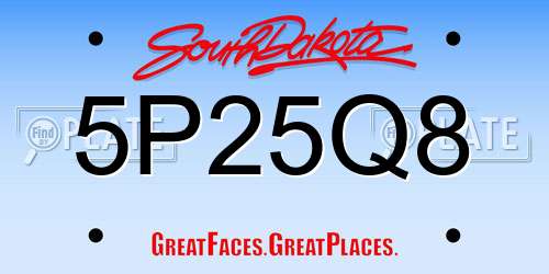 5P25Q8 South Dakota License Plate