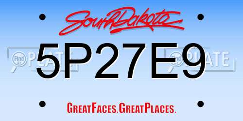 5P27E9 South Dakota License Plate