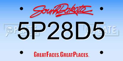 5P28D5 South Dakota License Plate