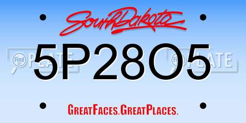 5P28O5 South Dakota License Plate