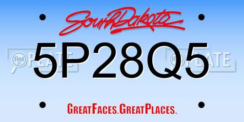 5P28Q5 South Dakota License Plate