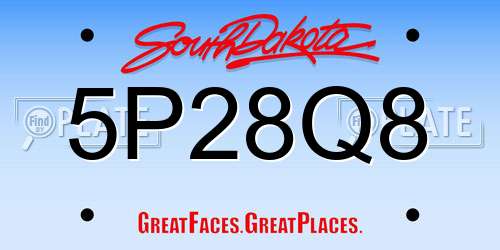 5P28Q8 South Dakota License Plate