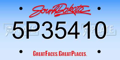5P35410 South Dakota License Plate