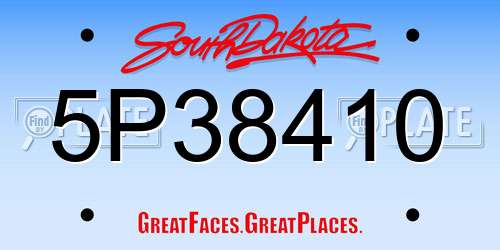 5P38410 South Dakota License Plate