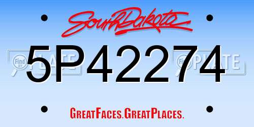 5P42274 South Dakota License Plate