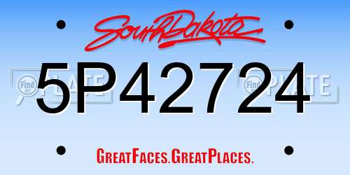 5P42724 South Dakota License Plate