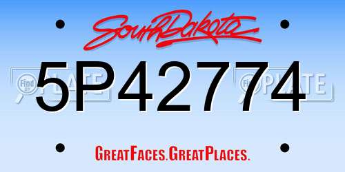 5P42774 South Dakota License Plate