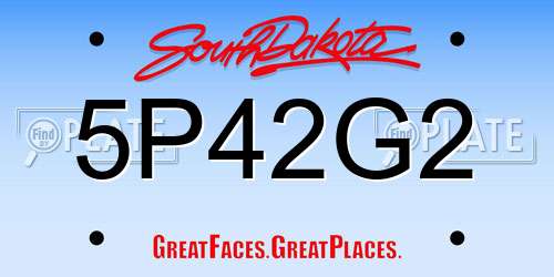 5P42G2 South Dakota License Plate