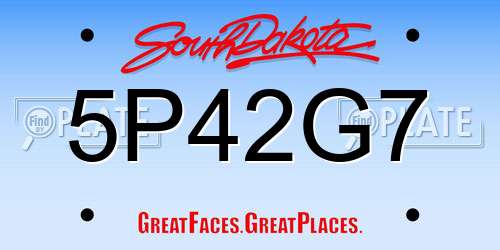 5P42G7 South Dakota License Plate