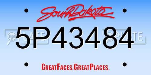 5P43484 South Dakota License Plate