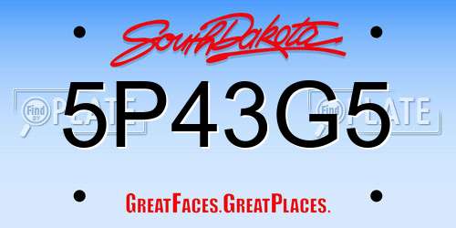 5P43G5 South Dakota License Plate