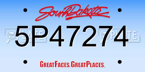 5P47274 South Dakota License Plate