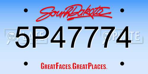 5P47774 South Dakota License Plate