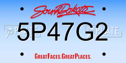 5P47G2 South Dakota License Plate