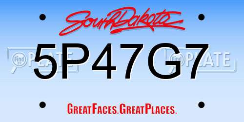 5P47G7 South Dakota License Plate