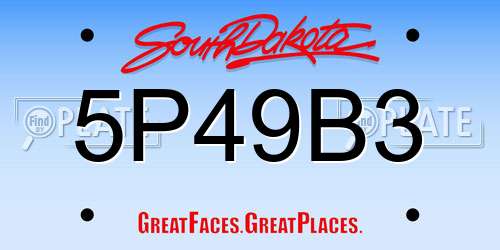 5P49B3 South Dakota License Plate