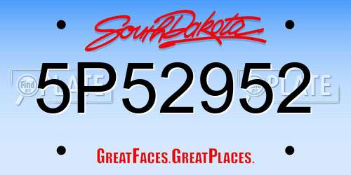 5P52952 South Dakota License Plate
