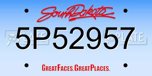 5P52957 South Dakota License Plate