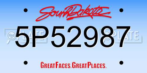 5P52987 South Dakota License Plate