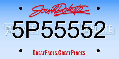 5P55552 South Dakota License Plate