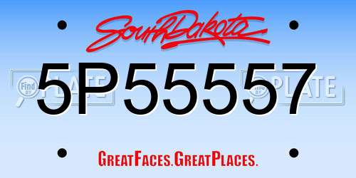 5P55557 South Dakota License Plate