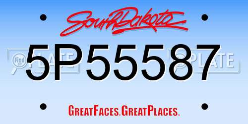 5P55587 South Dakota License Plate