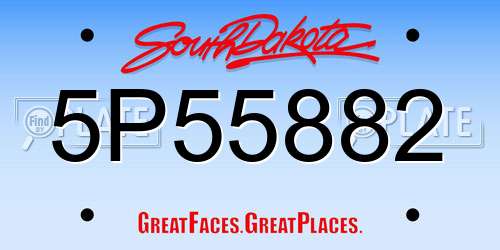 5P55882 South Dakota License Plate