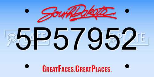 5P57952 South Dakota License Plate