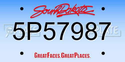 5P57987 South Dakota License Plate