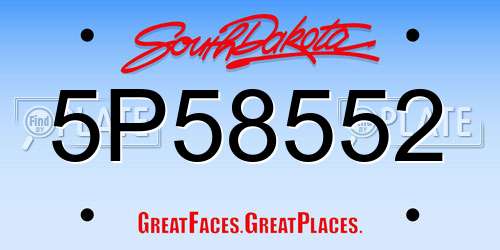 5P58552 South Dakota License Plate