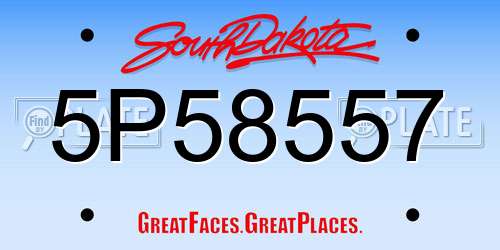 5P58557 South Dakota License Plate