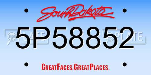 5P58852 South Dakota License Plate