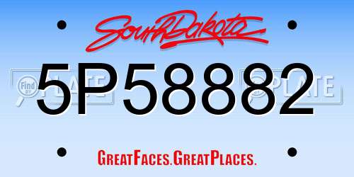 5P58882 South Dakota License Plate