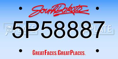 5P58887 South Dakota License Plate